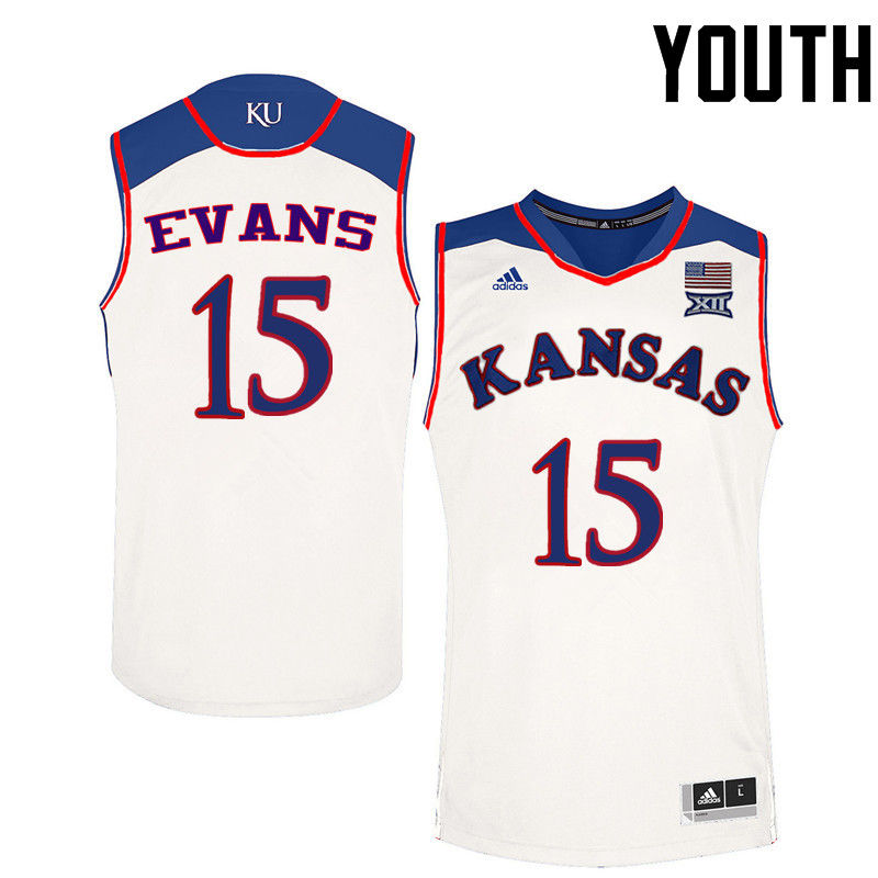 Youth Kansas Jayhawks #15 Ray Evans College Basketball Jerseys-White